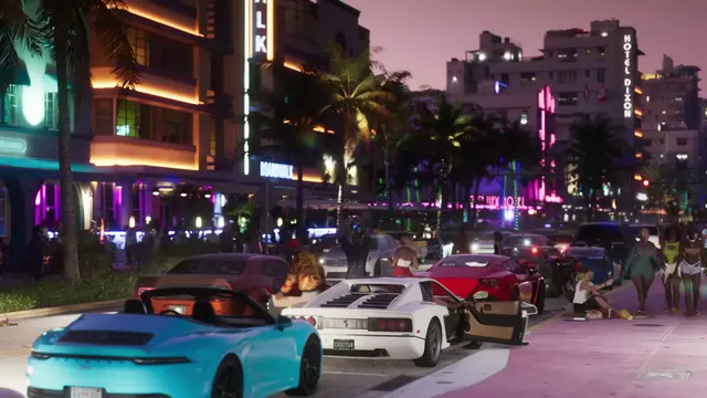 Hotel Dixon: Paseo marítimo art déco de noche, con neones (Tráiler 1, 0:32)