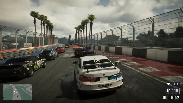 White-and-blue track car (BMW M4 type) in Extended Look (17:43)